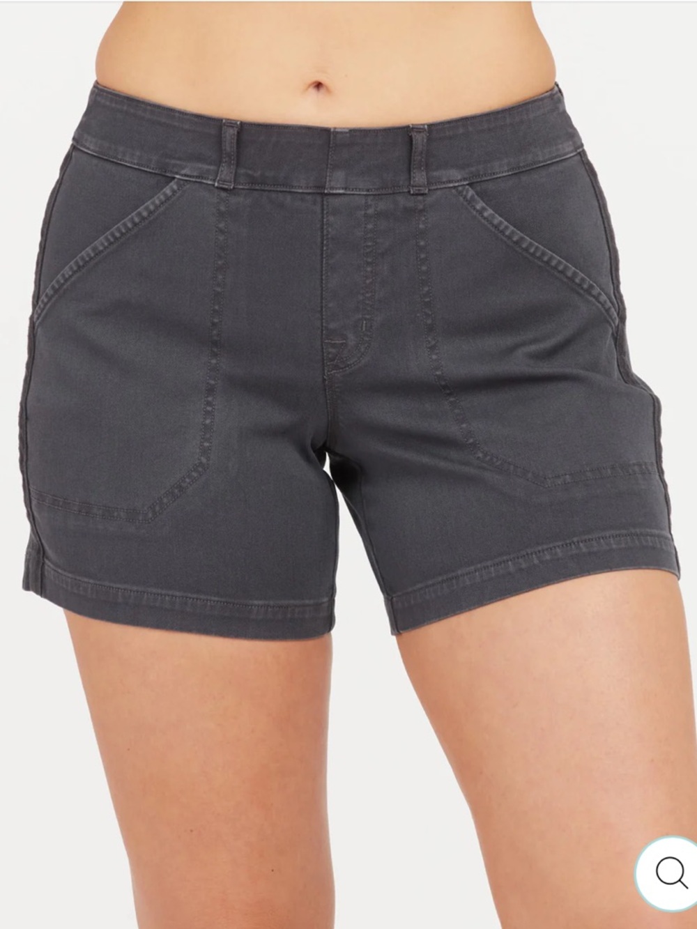 SPANX STRETCH TWILL SHORTS, 6" - WASHED BLACK